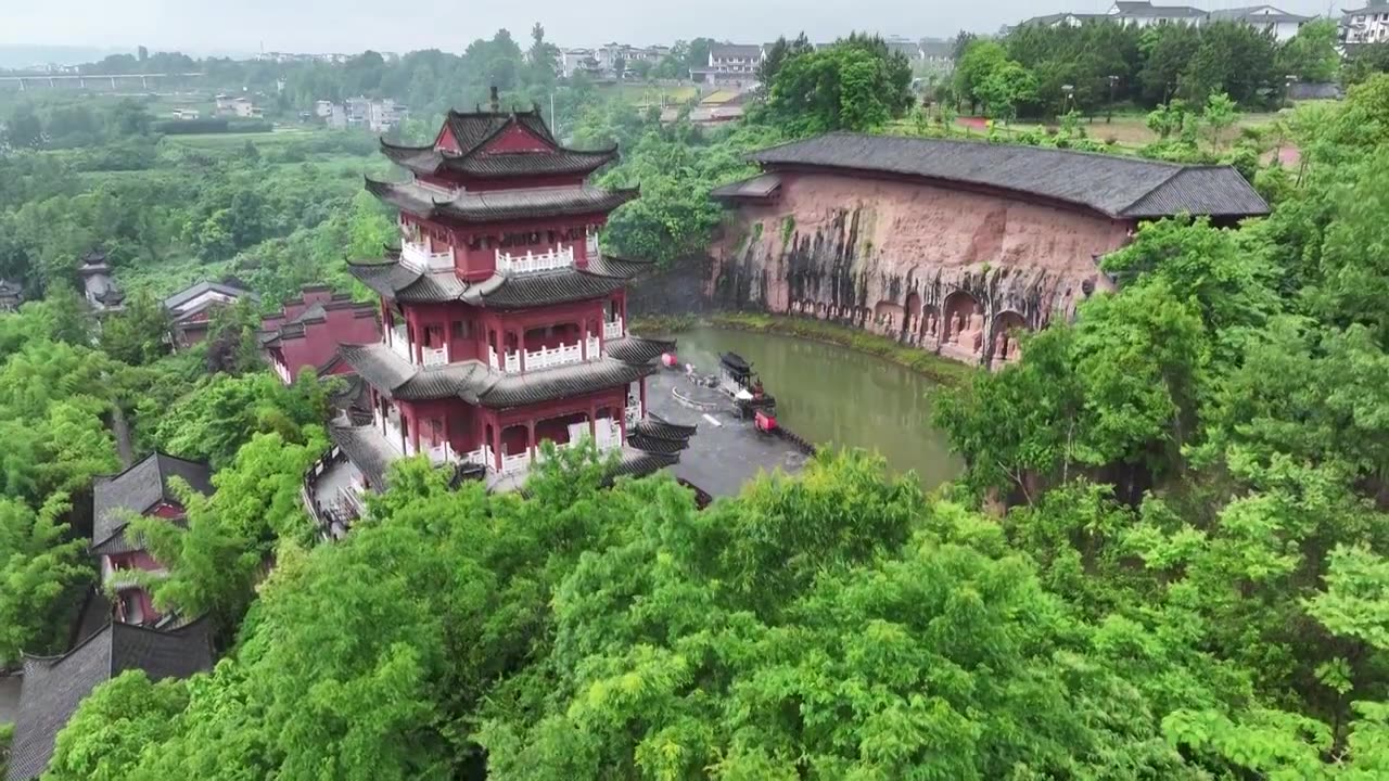 来凤仙佛寺国家4A级景区崖壁石窟视频下载