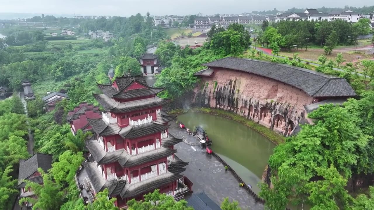 来凤仙佛寺国家4A级景区崖壁石窟视频素材