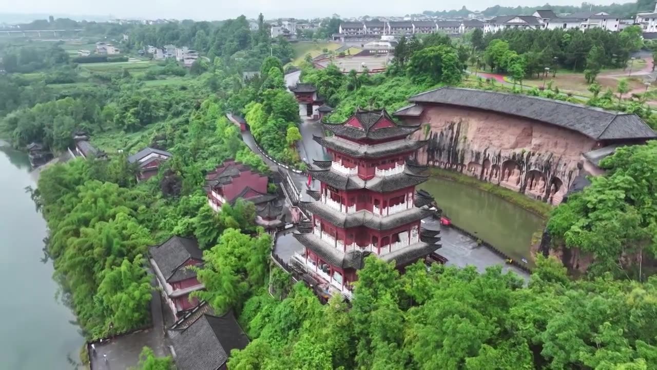 来凤仙佛寺国家4A级景区崖壁石窟视频下载