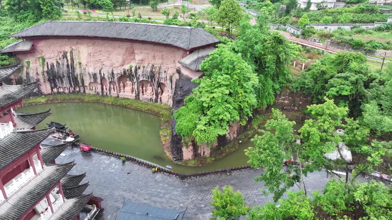 来凤仙佛寺国家4A级景区崖壁石窟视频下载