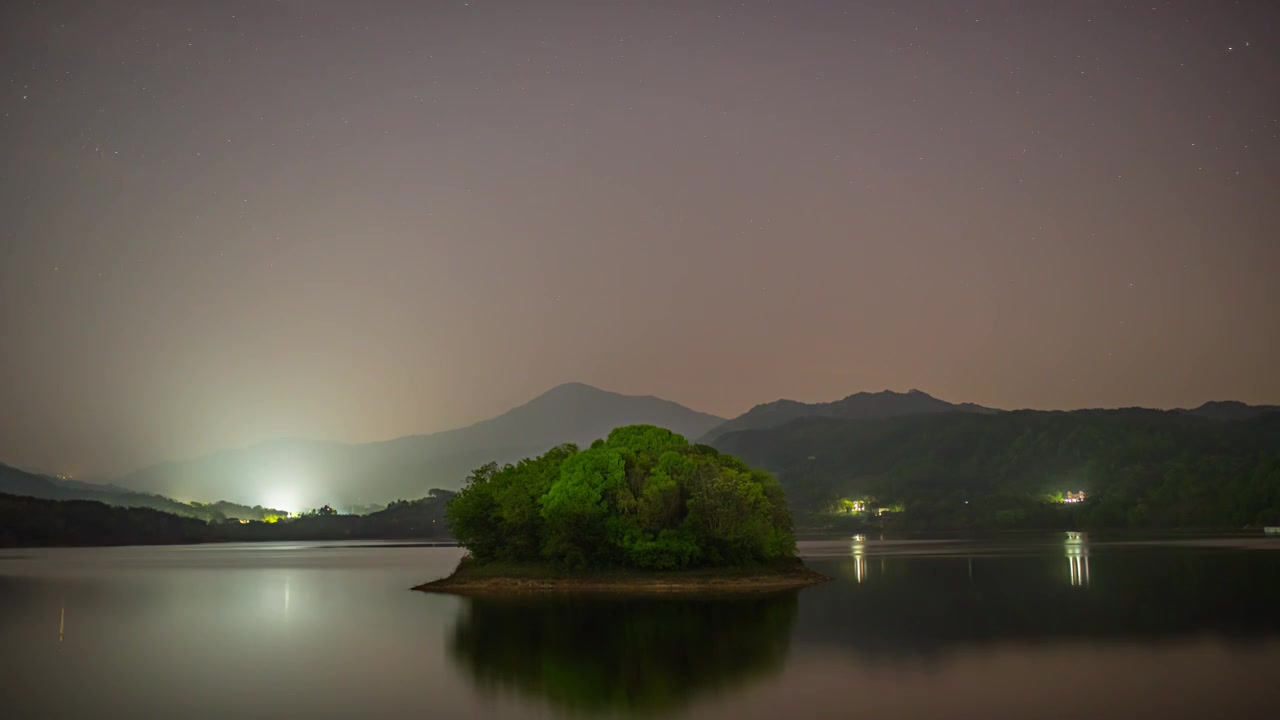 4K湖北水库日转夜星空延时视频素材