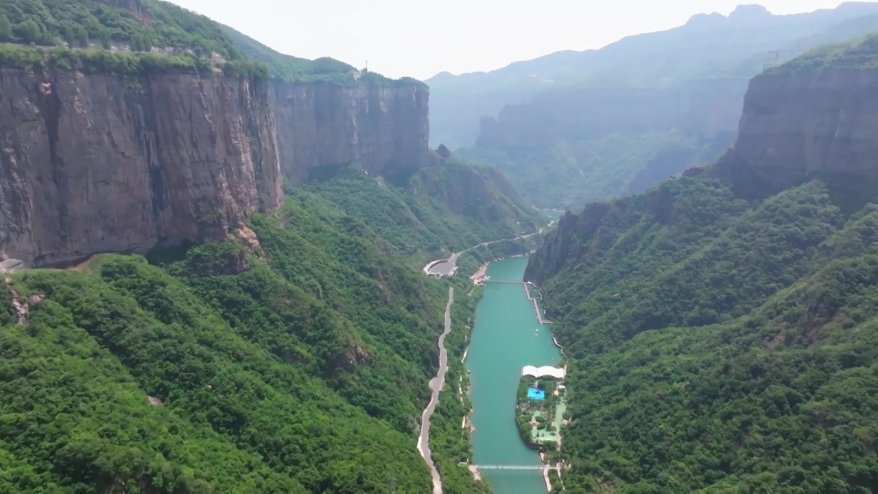 河南省新乡市辉县宝泉景区航拍风光视频素材