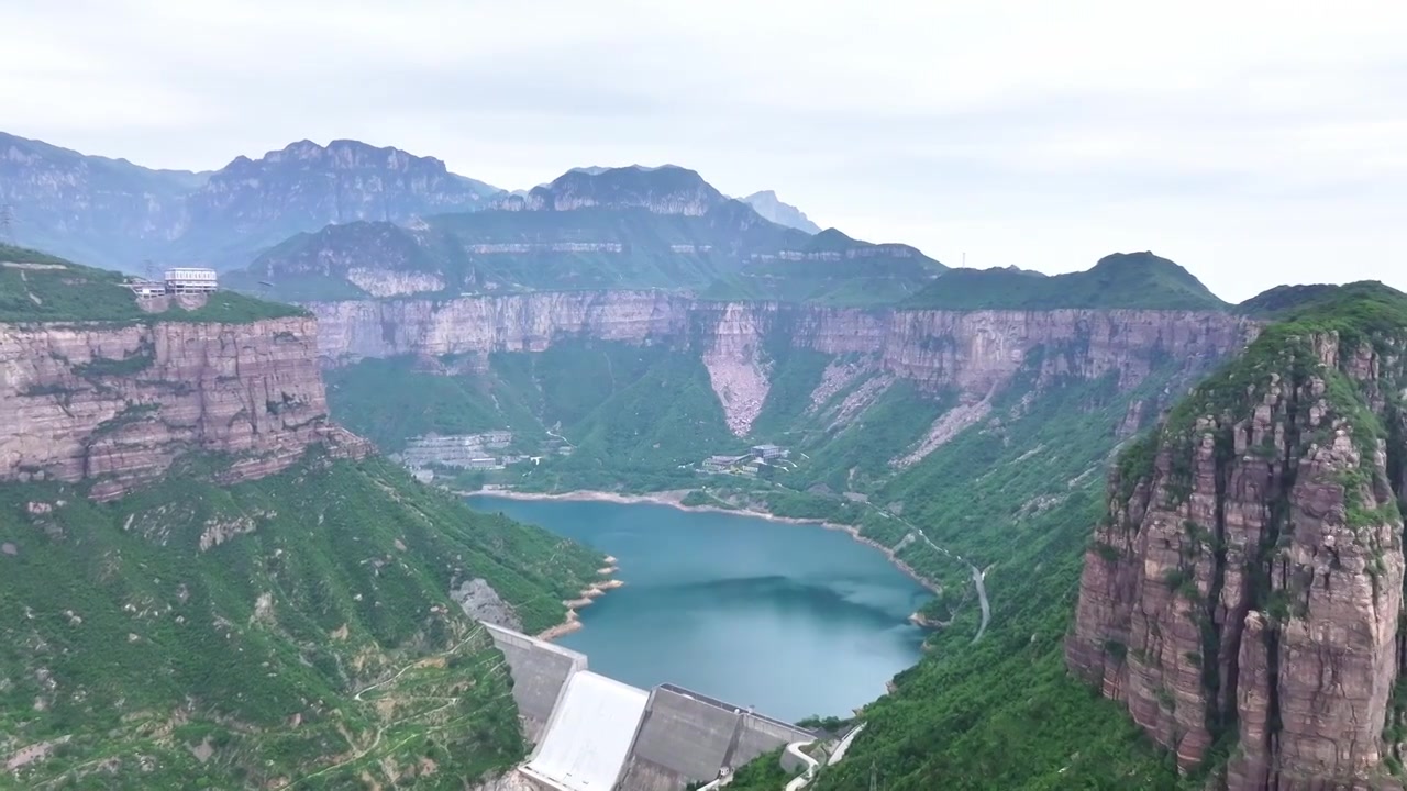 河南省新乡市辉县宝泉景区航拍风光视频素材