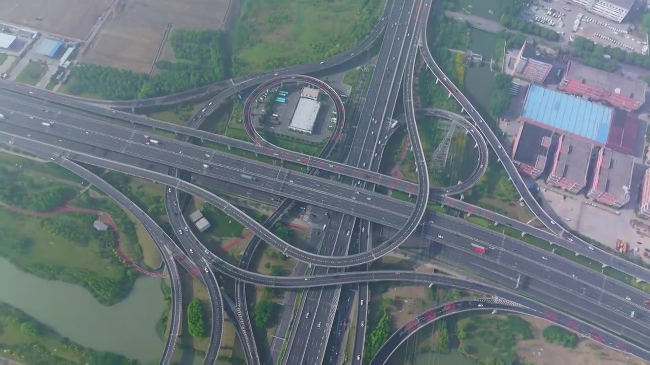 苏州相城高铁新城立交交通枢纽城市风景航拍视频素材