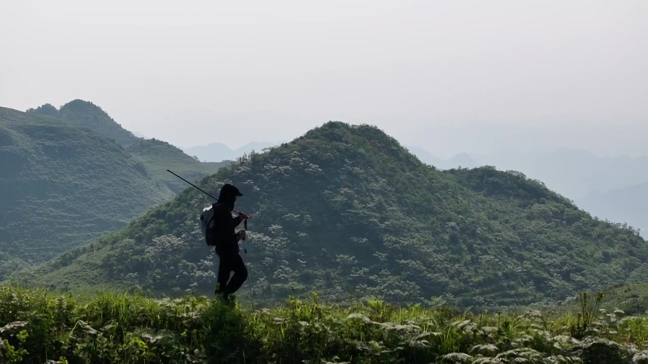 徒步登山旅行的年轻人视频素材