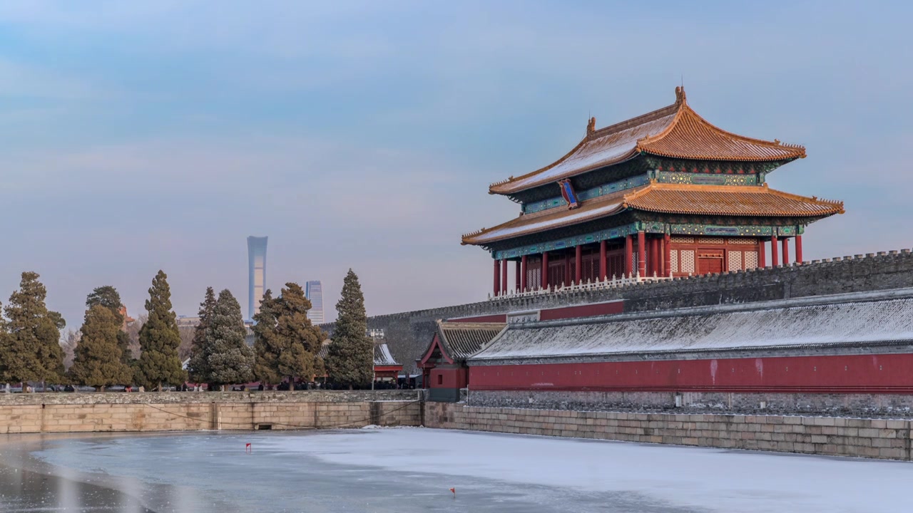 北京神武门国贸同框延时视频下载