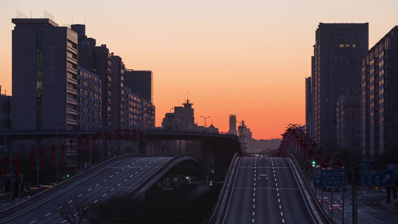 北京长安街春分日出悬日延时视频素材