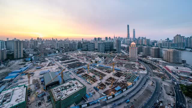 上海城市建筑工地-1视频素材