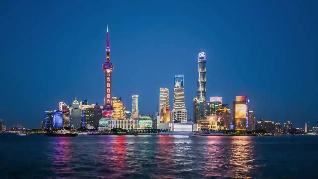 上海外滩陆家嘴夜景4K延时视频素材