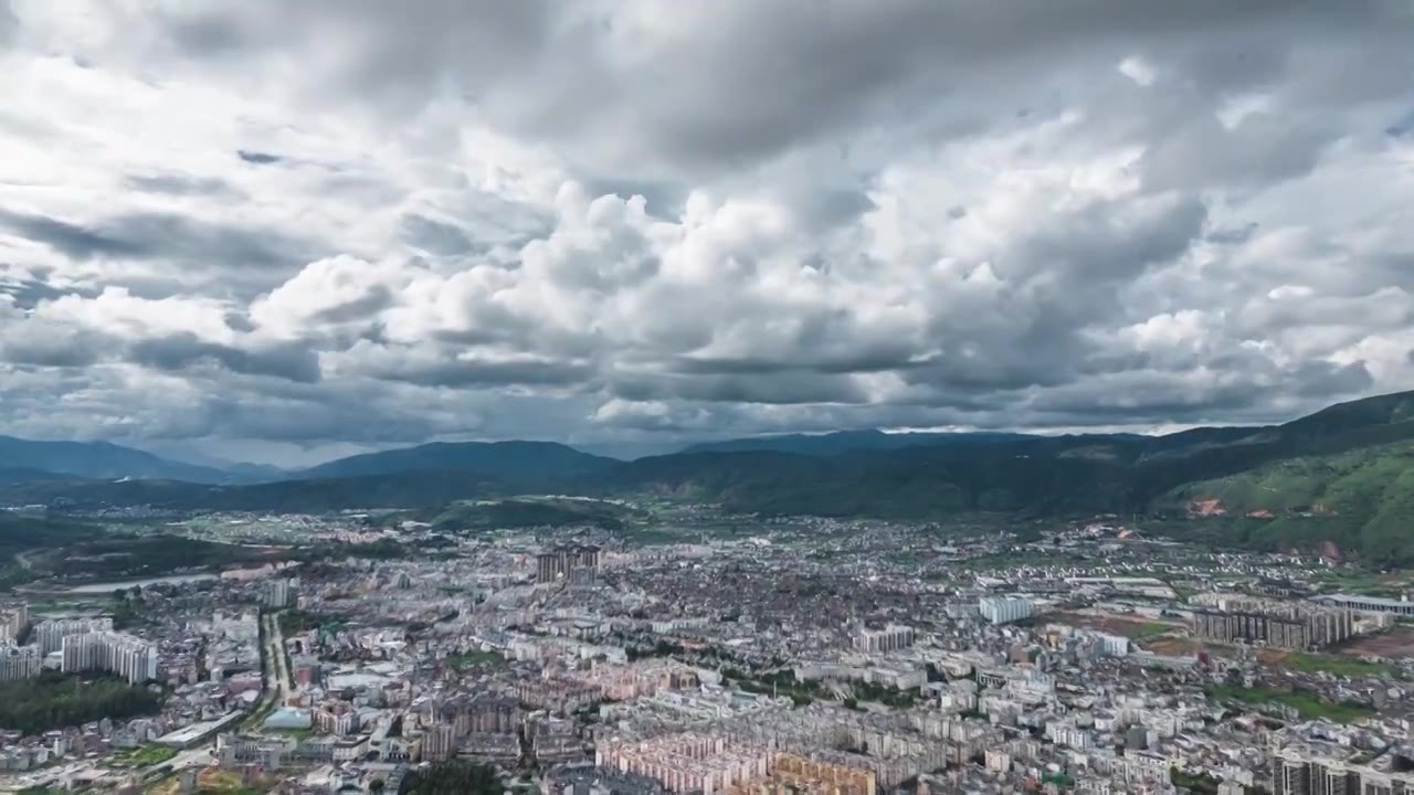 云南省红河州石屏县城市风光延时航拍视频素材