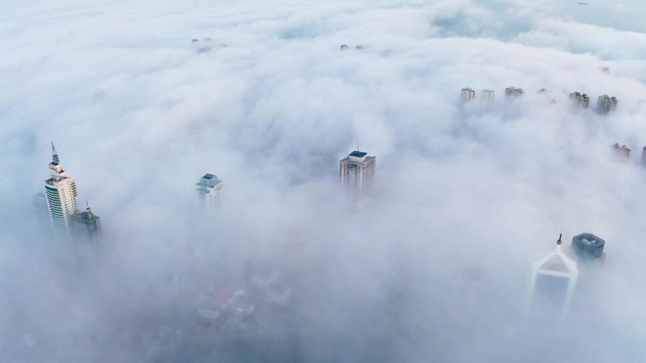 青岛云海日出，朝霞与平流雾视频素材