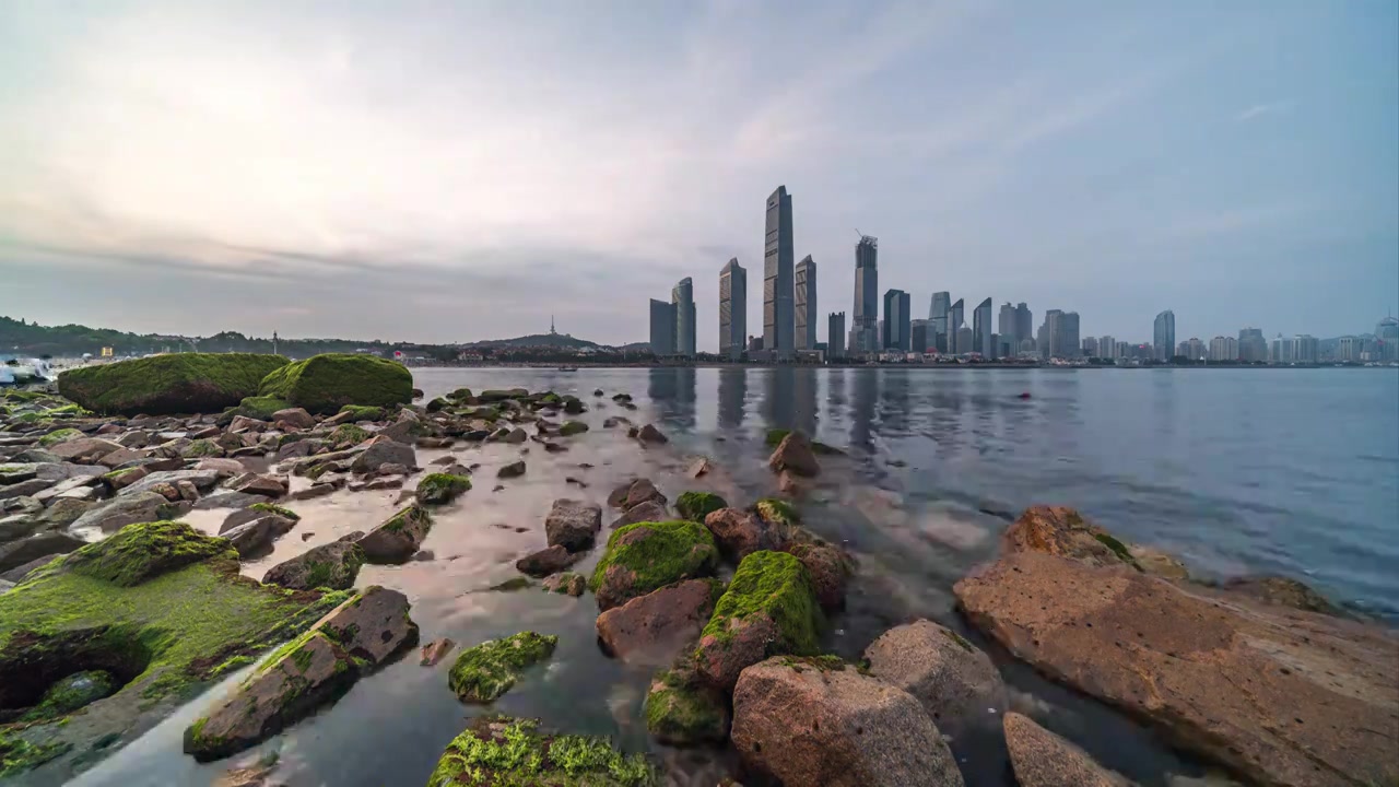 青岛云海日出，朝霞与平流雾视频素材