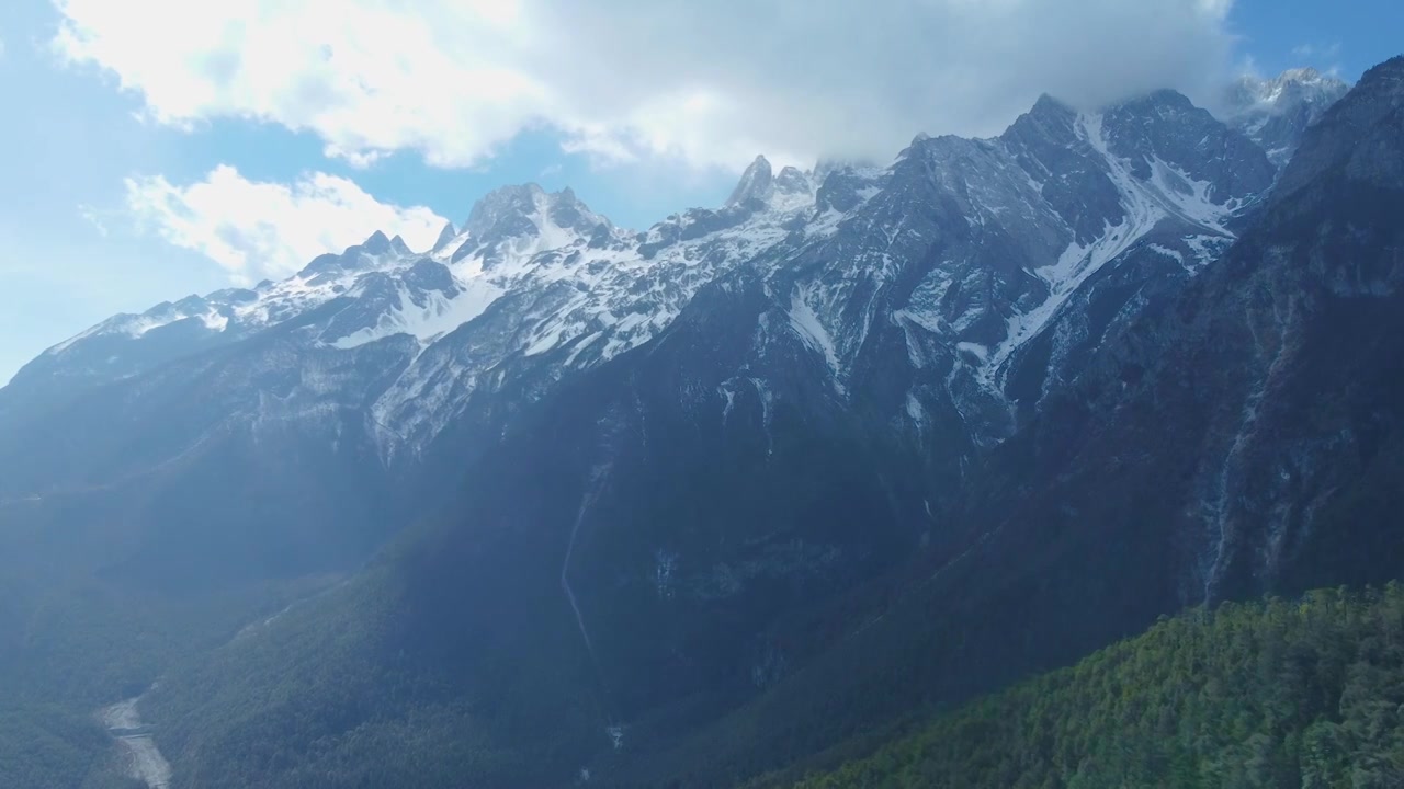 丽江玉龙雪山牦牛坪航拍水平移动视频素材