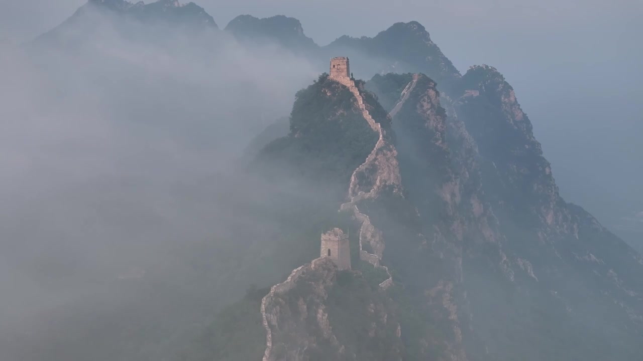 司马台长城云海，月出视频素材