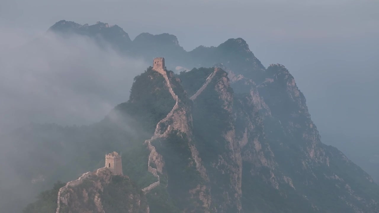 司马台长城云海，月出视频素材