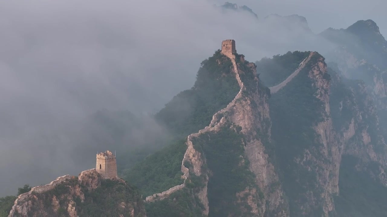 司马台长城云海，月出视频素材