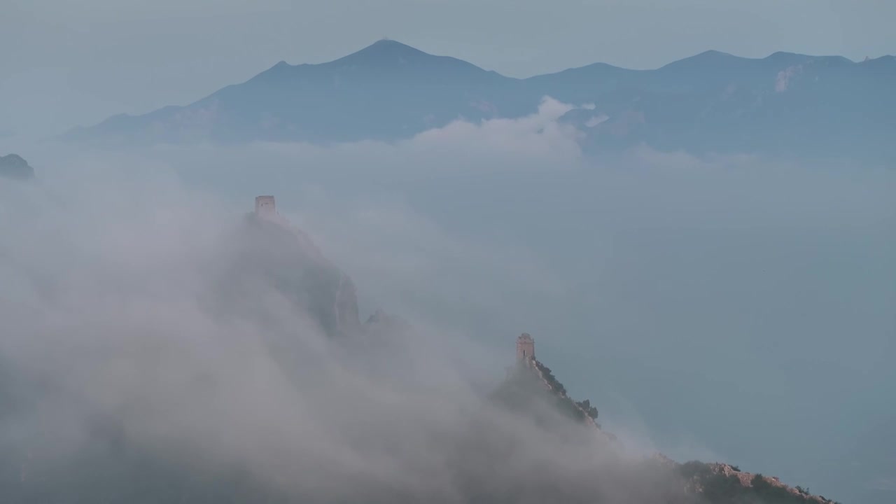 司马台长城云海，月出视频素材