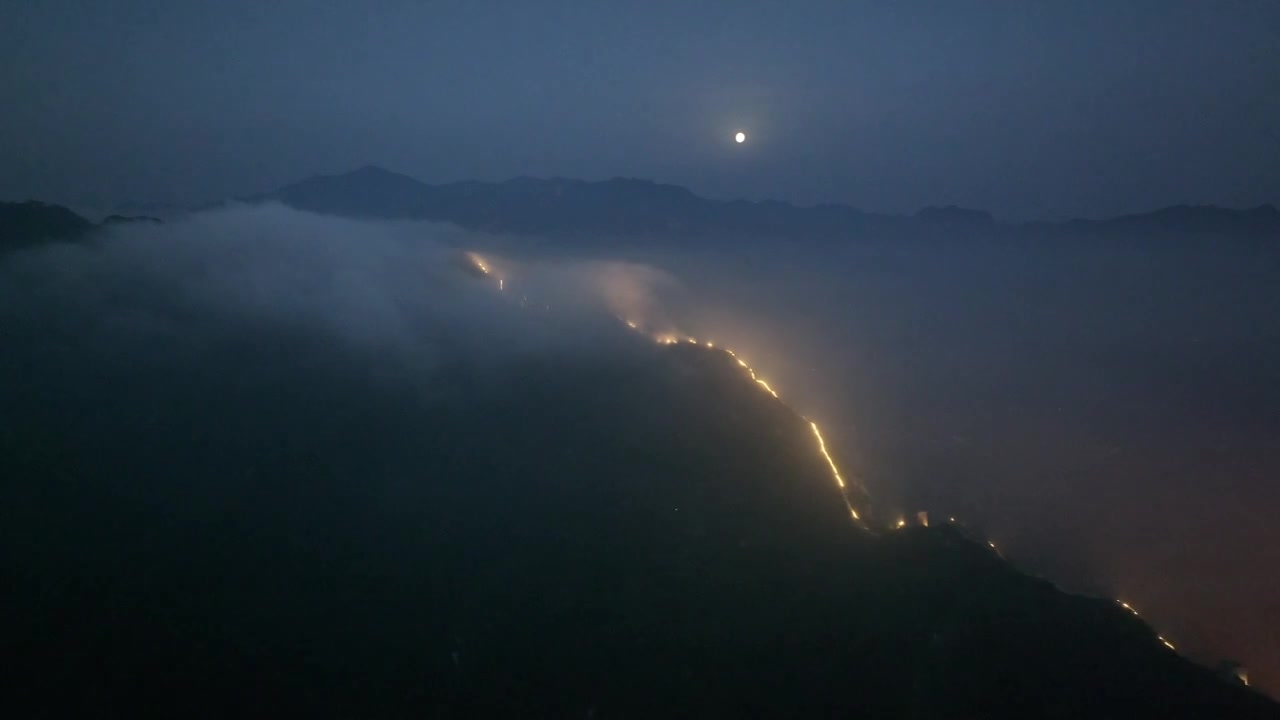 司马台长城云海，月出视频素材