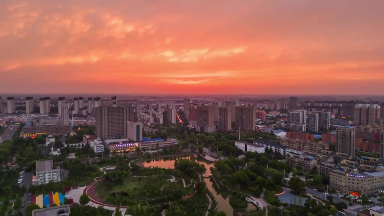 沈丘航拍延时晚霞视频素材