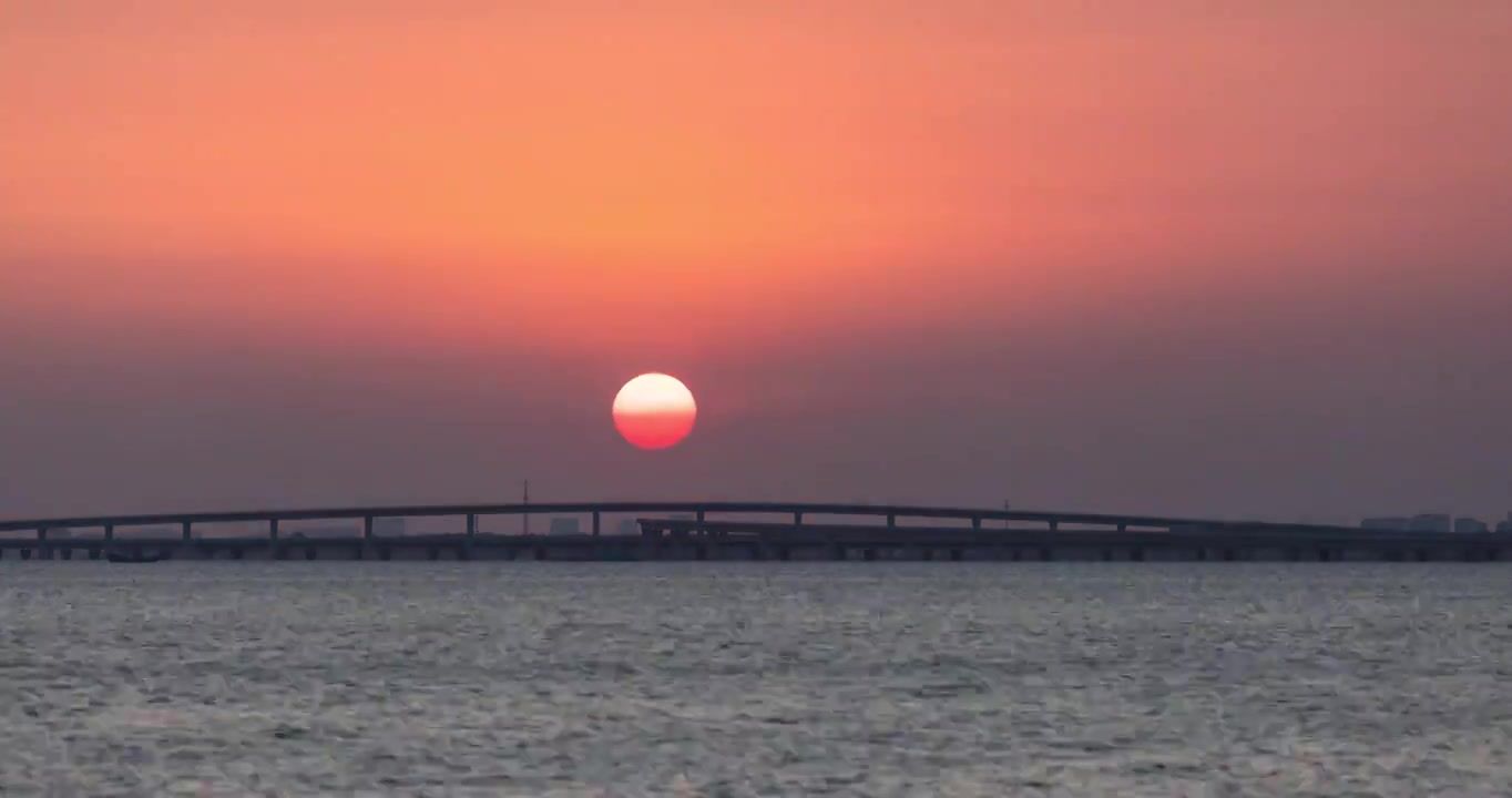 胶州湾跨海大桥日落视频素材