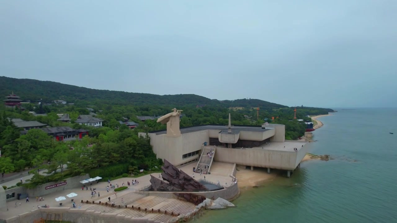 航拍中国山东省威海市刘公岛甲午中日战争博物馆视频素材