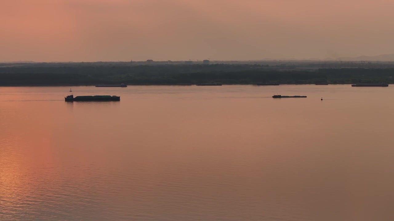 航拍南京长江夕阳视频素材