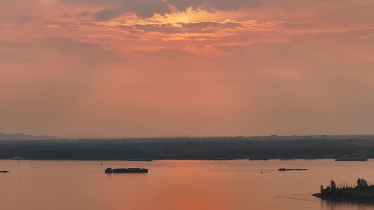 航拍南京长江夕阳视频素材