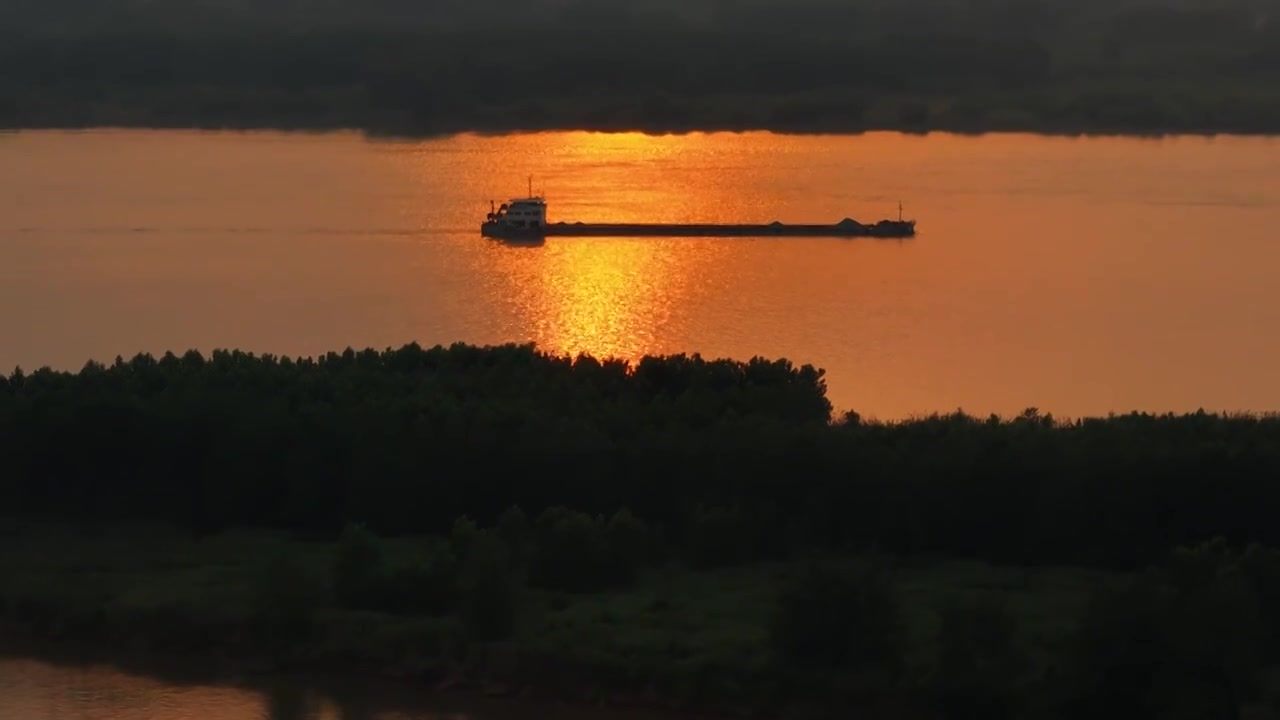 航拍南京长江夕阳视频素材