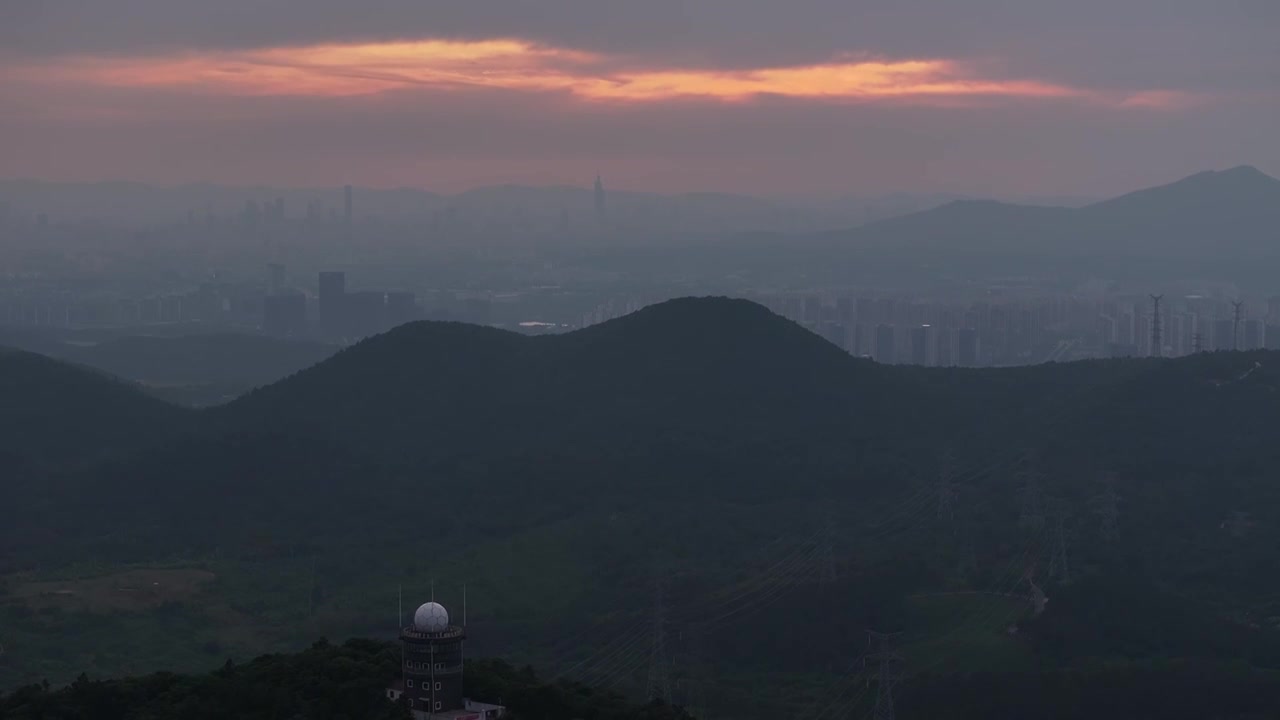 航拍南京横山水库夕阳视频下载