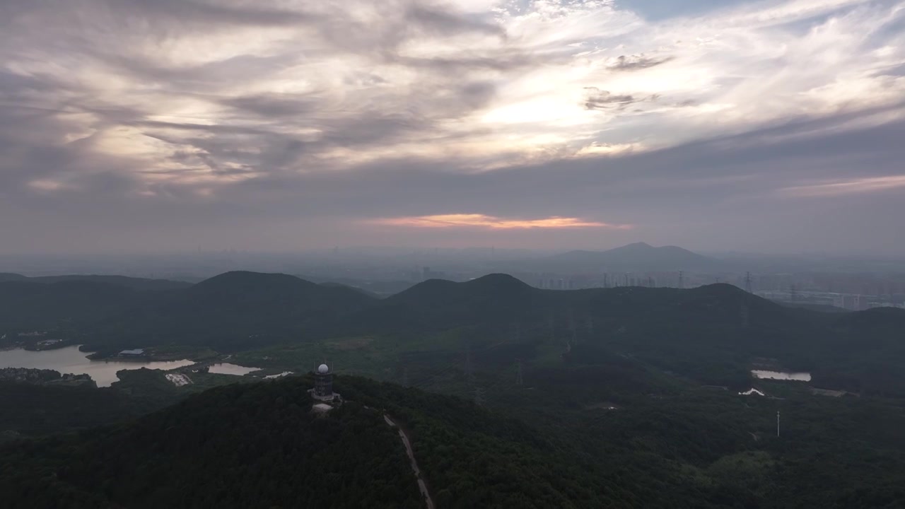 航拍南京横山水库夕阳视频下载