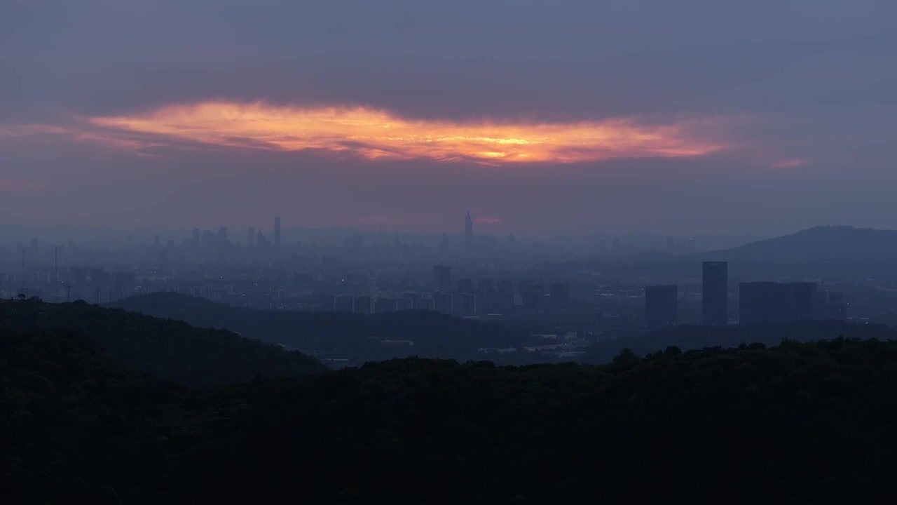 航拍南京横山水库夕阳视频下载