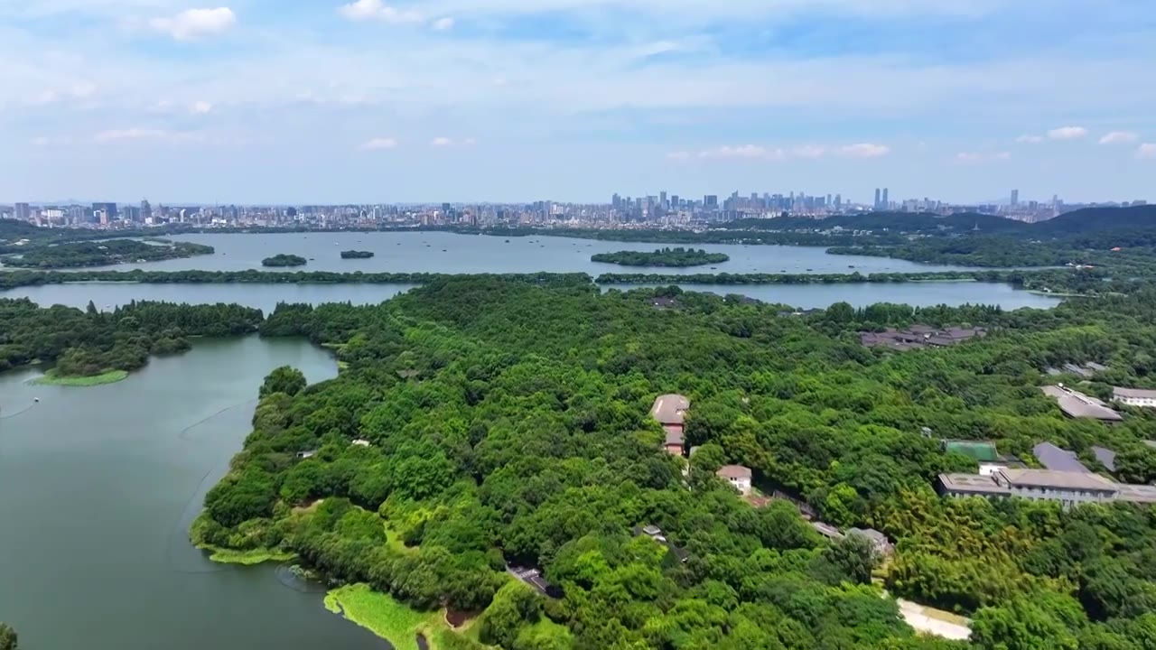 杭州西湖城市全景视频素材