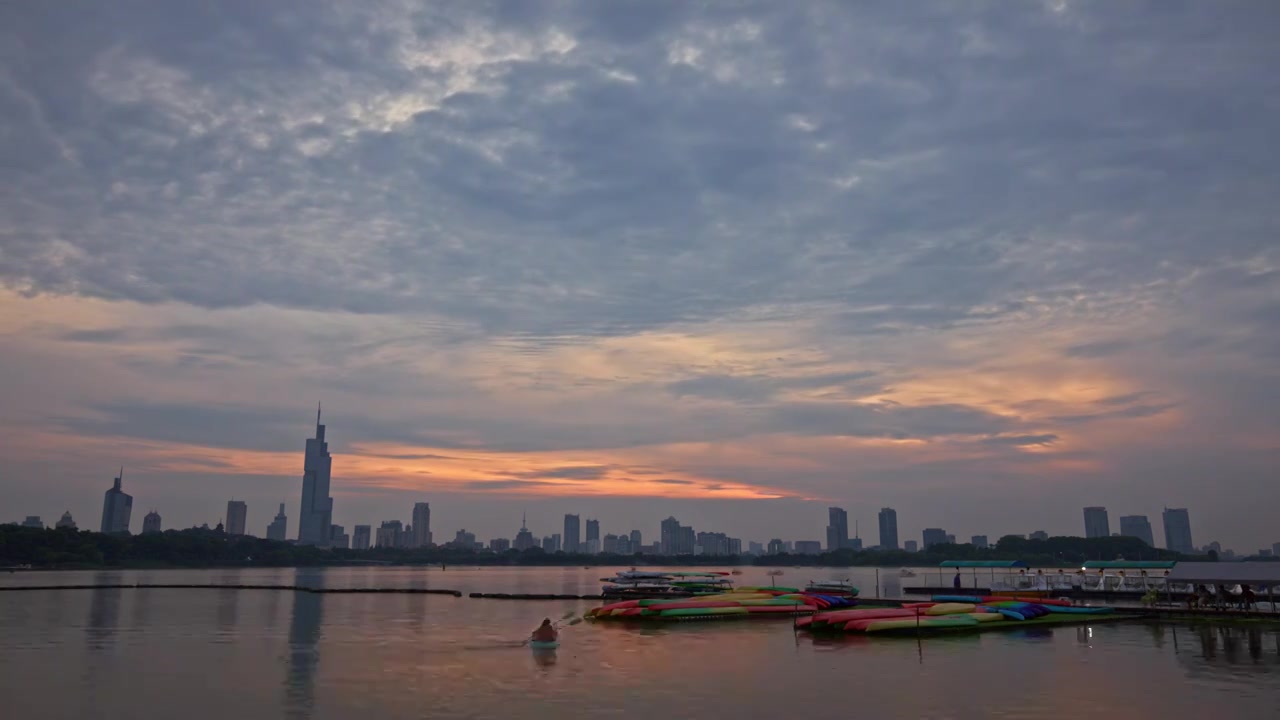 玄武湖日落视频素材