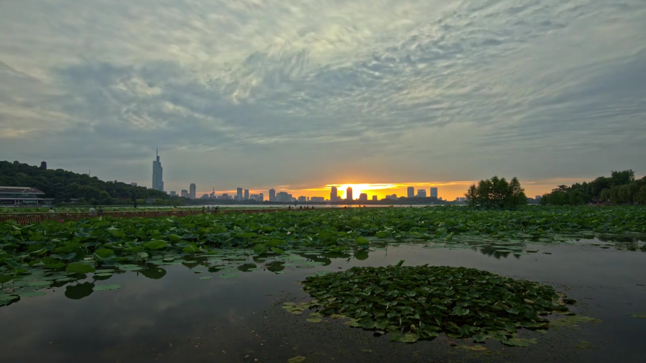 玄武湖日落视频素材