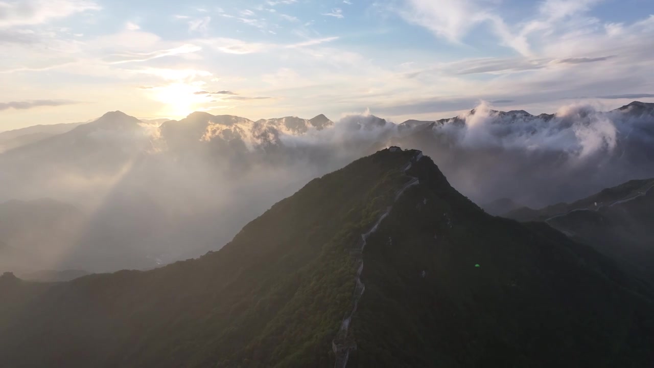 箭扣长城雨后云海，日落晚霞 （2024.06.17）视频下载