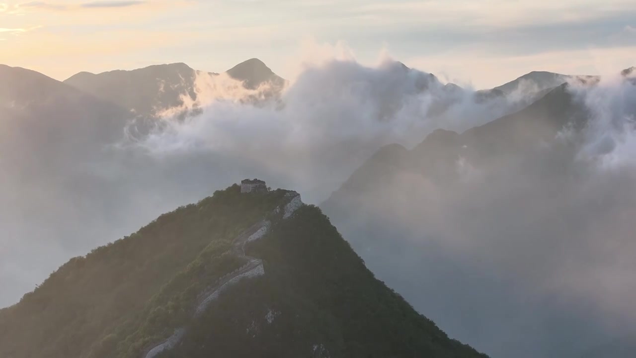 箭扣长城雨后云海，日落晚霞 （2024.06.17）视频下载