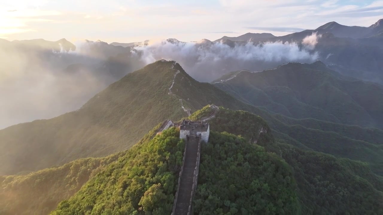 箭扣长城雨后云海，日落晚霞 （2024.06.17）视频素材