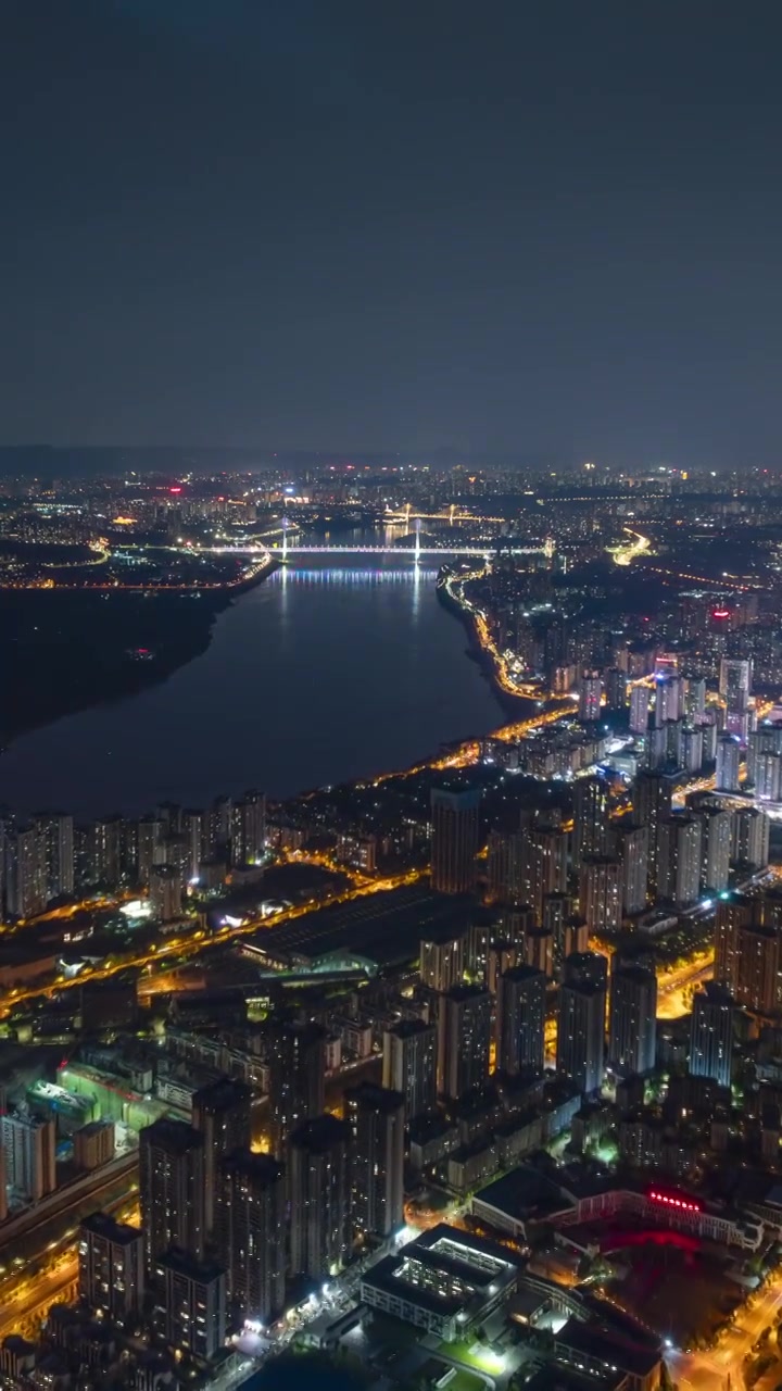 航拍重庆龙洲湾夜景都市风光视频素材