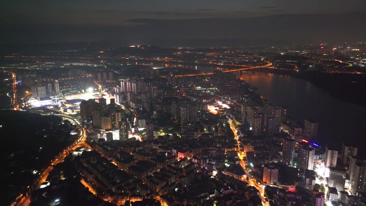 航拍重庆巴南龙洲湾夜景都市风光视频素材