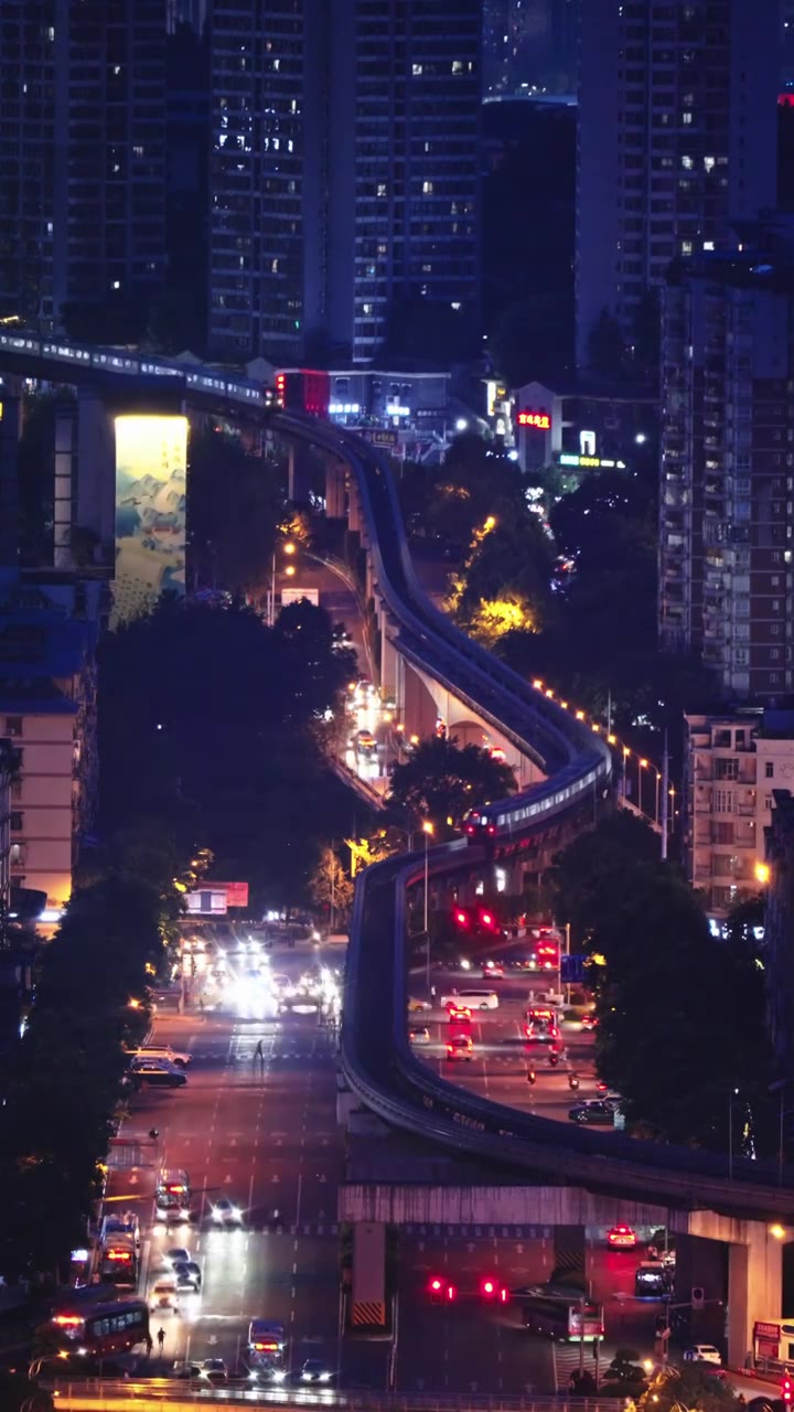 重庆鱼洞轻轨夜景都市延迟风光视频素材