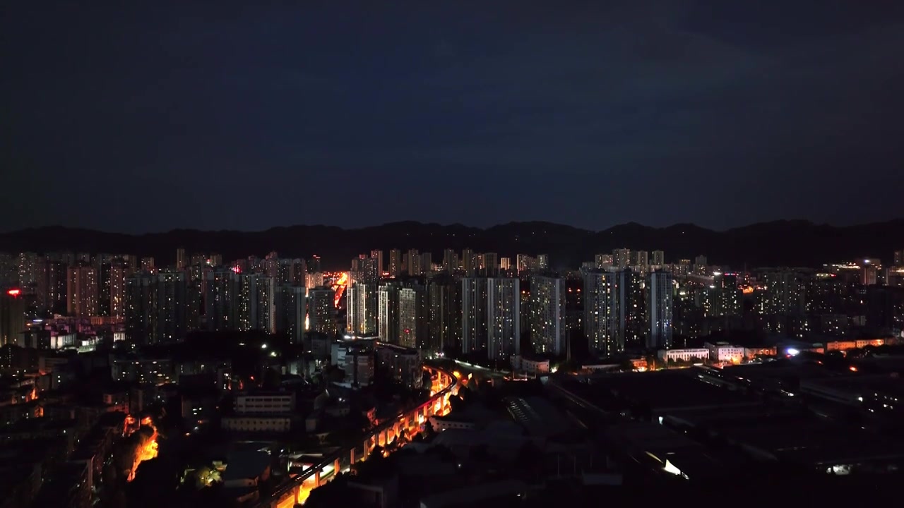 航拍重庆巴南鱼洞夜景都市风光视频素材