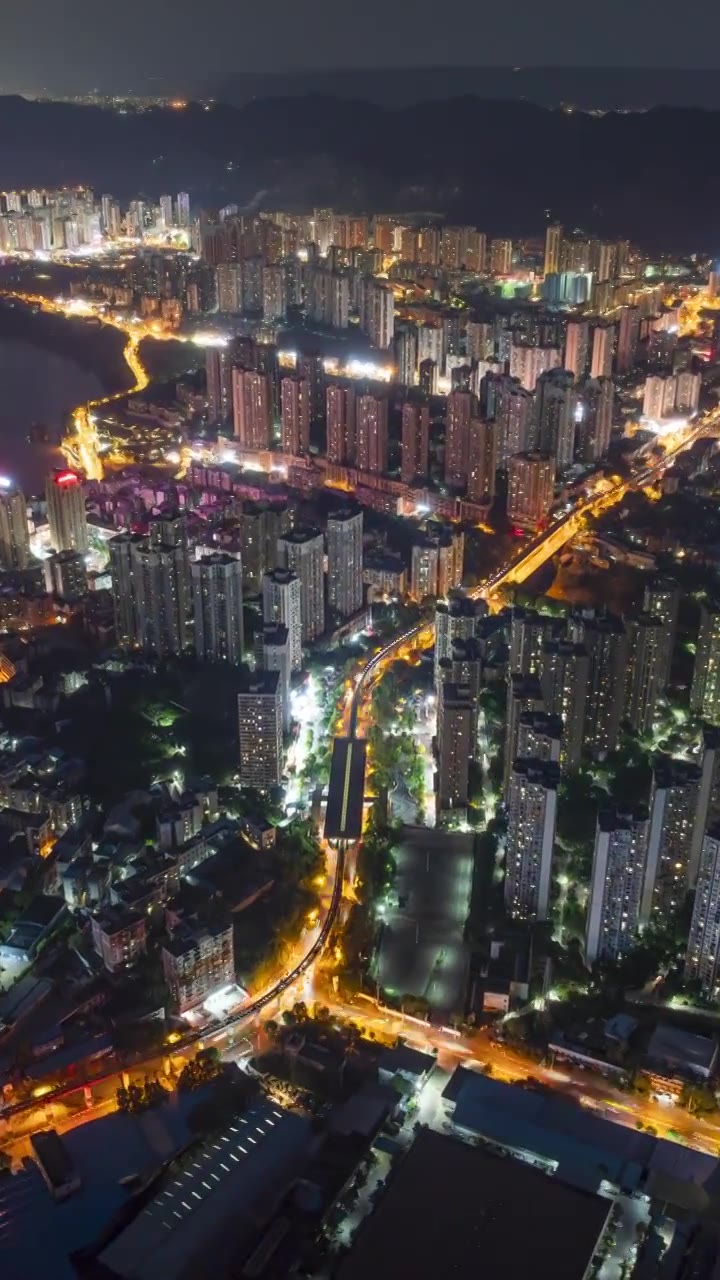 航拍重庆巴南鱼洞夜景都市延迟风光视频素材