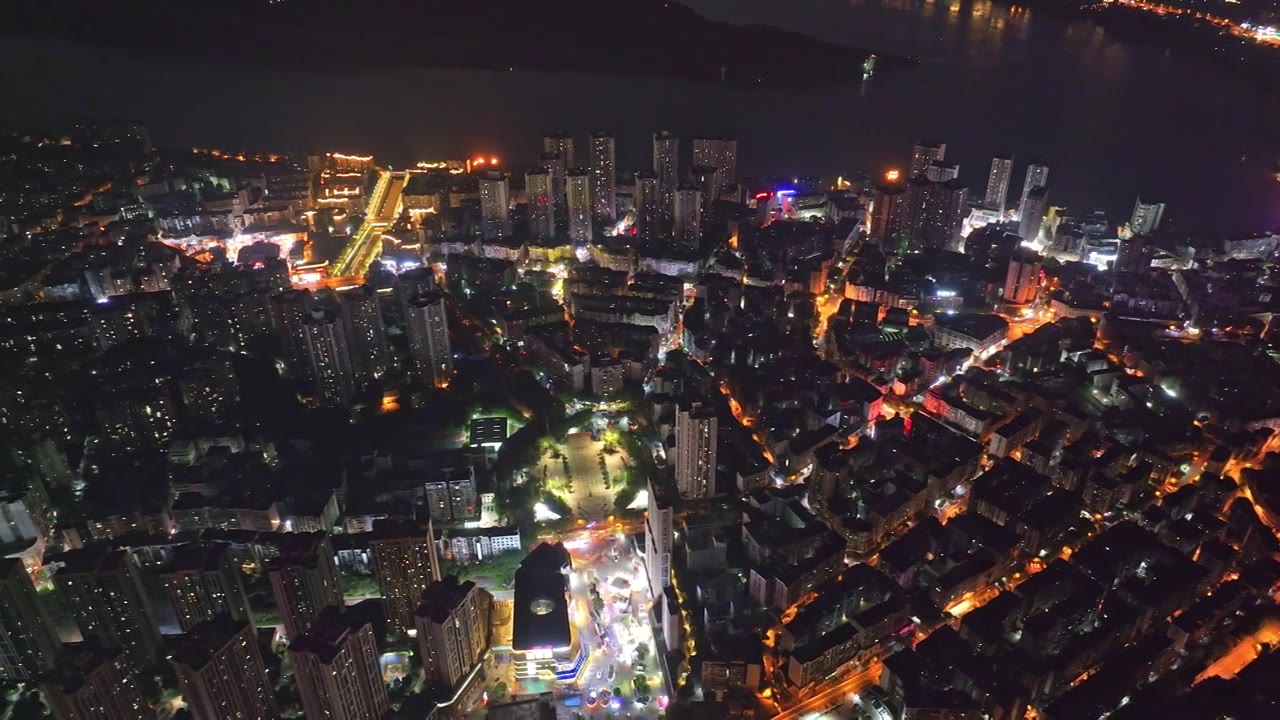 航拍重庆巴南鱼洞夜景都市风光视频素材