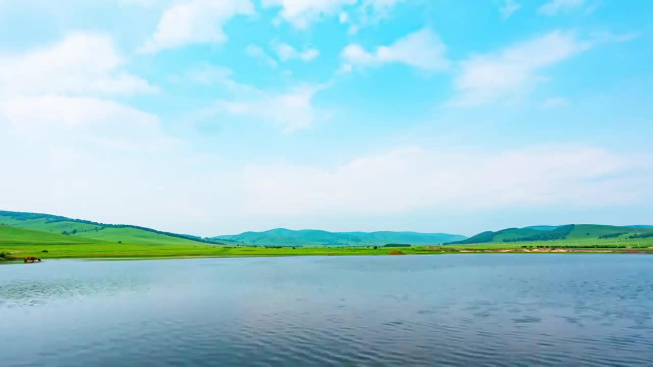 内蒙古草原夏天绿色风景多角度合集视频素材