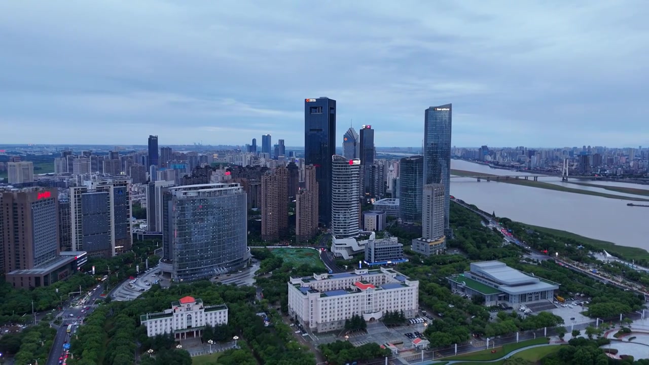 南昌红谷滩夜景城市风光视频素材