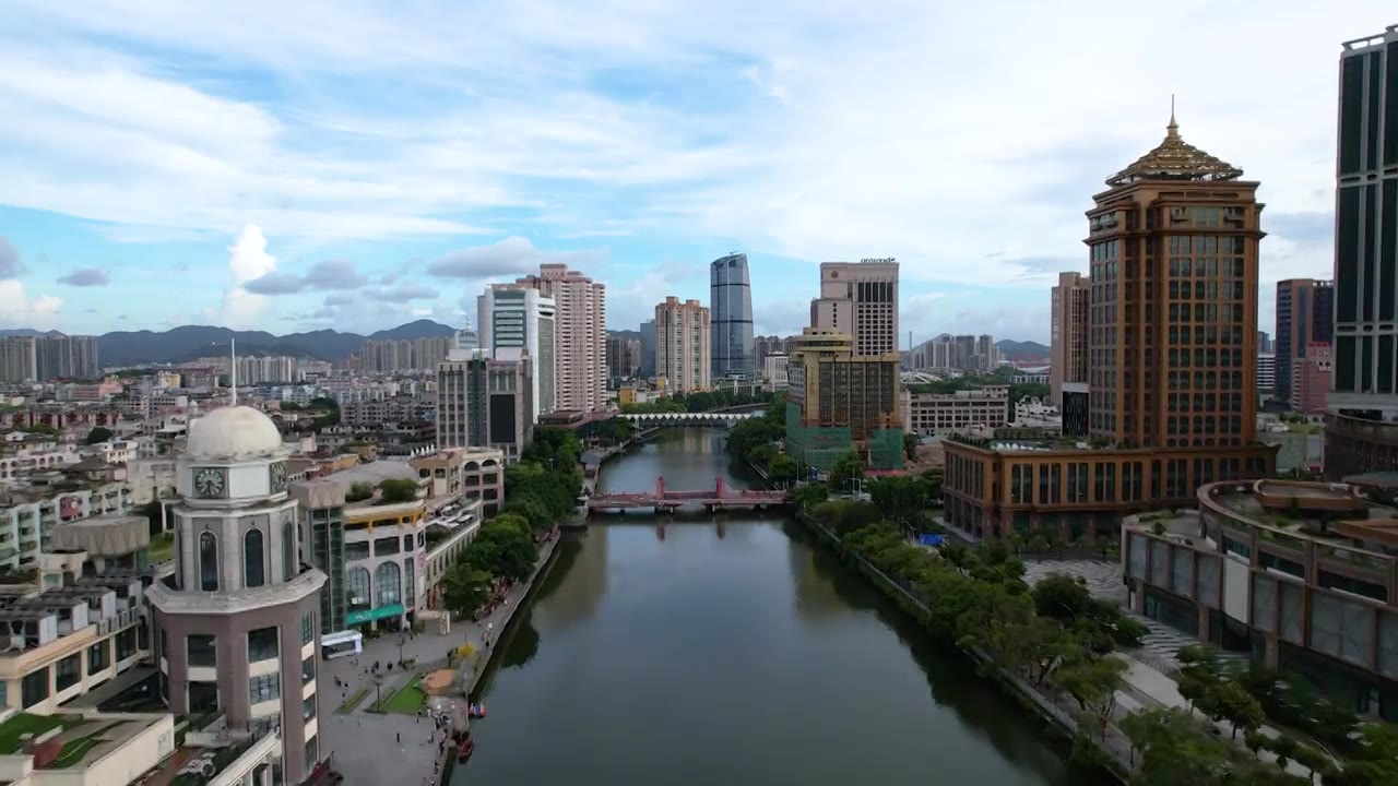 中山城市天际线缤纷幻彩摩天轮视频素材