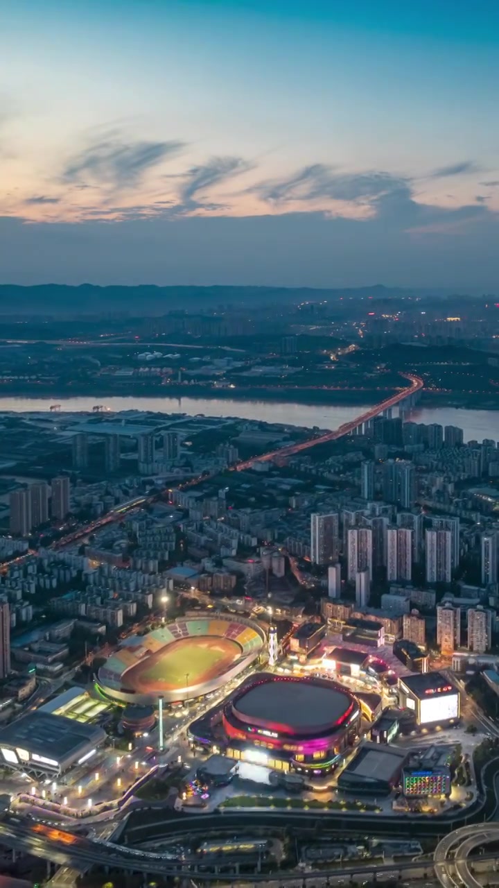 航拍重庆巴南鱼洞夜景都市风光视频素材