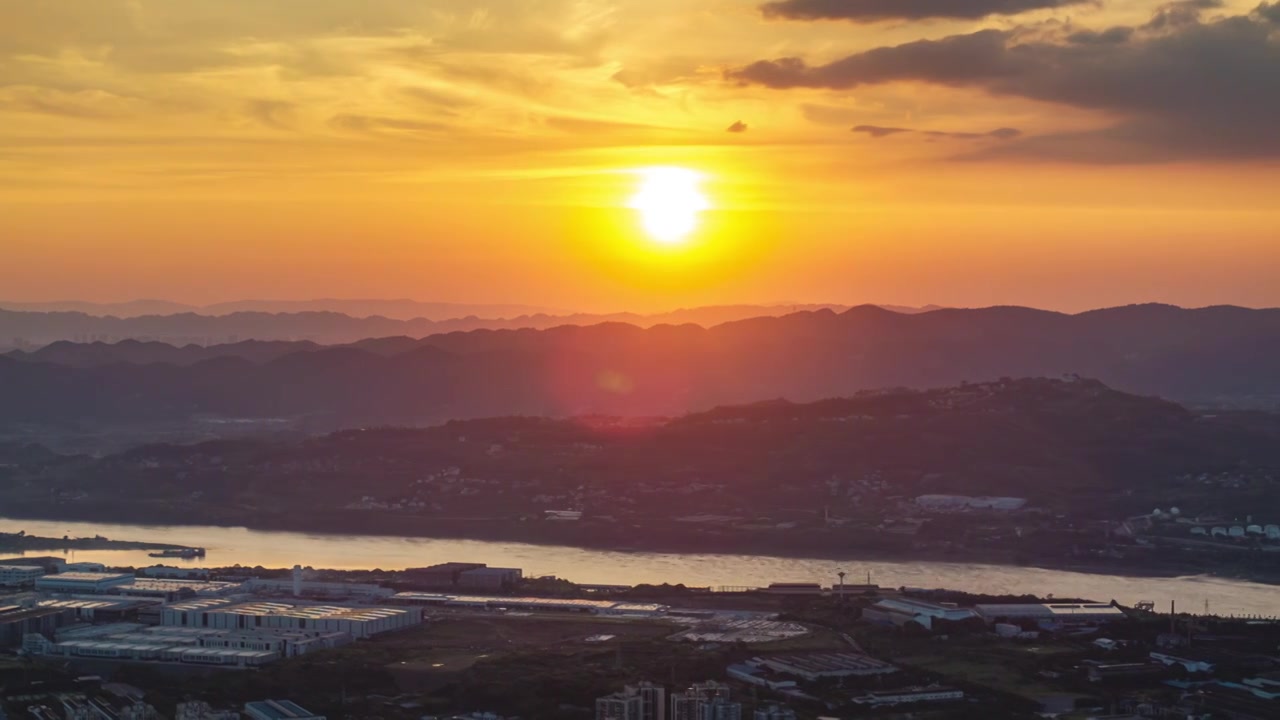 重庆大渡口长江日落都市风光视频素材