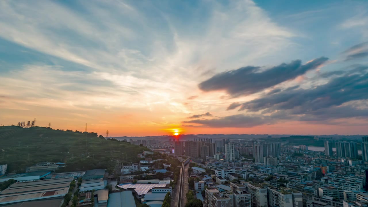 重庆巴南鱼洞日落都市风光视频素材