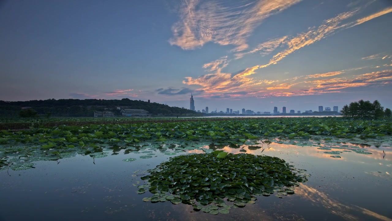 玄武湖美丽日落视频素材